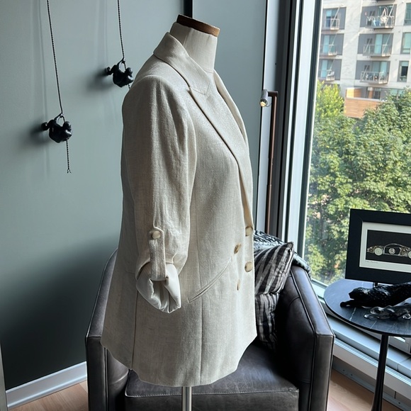 New Veronica Beard Parineti Tab Sleeve Linen Blend Dickey Blazer Jacket Size 0 - Picture 3 of 6